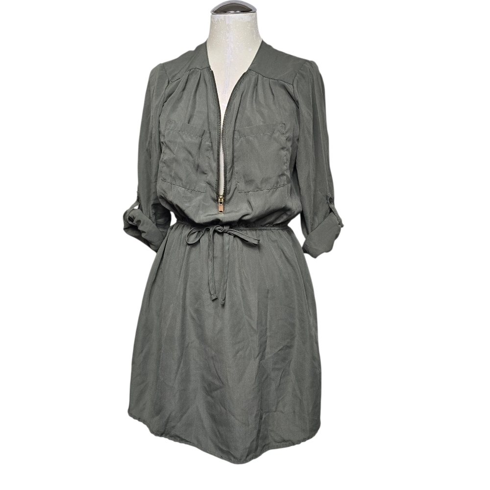 Rue21 Olive Green Tab Sleeves Half Zip Dress M